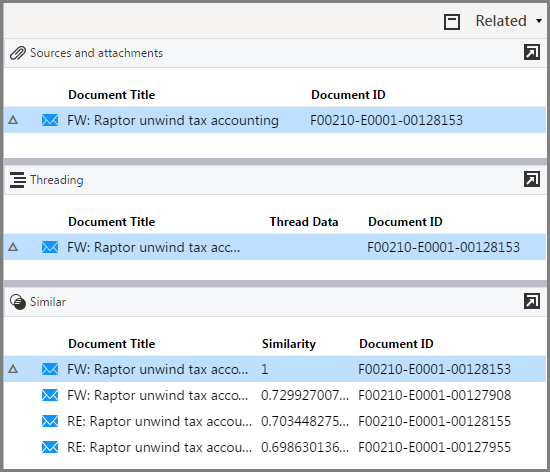 Similar section in the Related pane