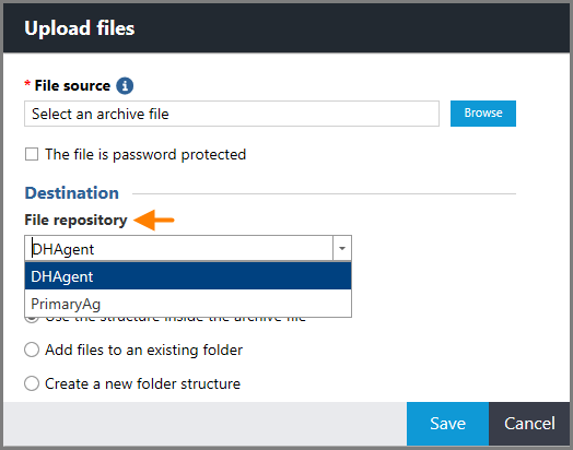 Selecting a File Transfer repository