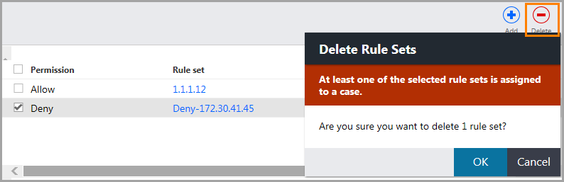 Delete Rule Sets dialog box