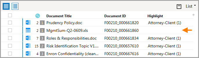 The annotation name appears in the Highlight or Redaction column