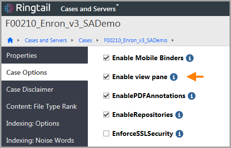 Case option for View pane configuration