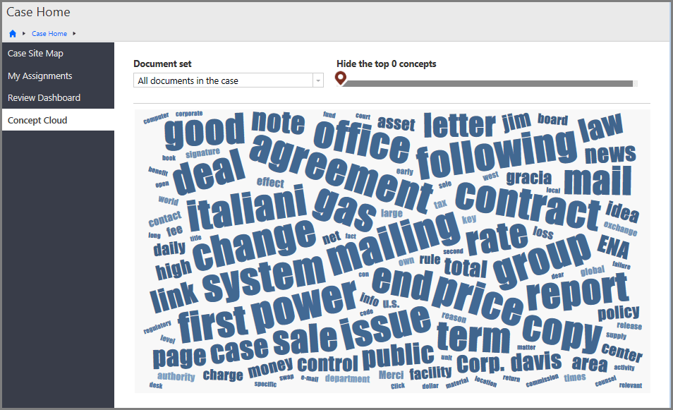 The Concept Cloud on the Case Home page