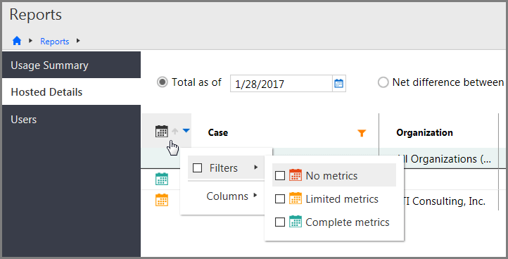 Sort and filter the Status column