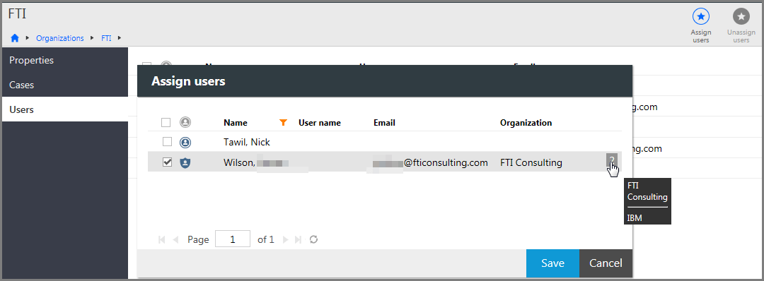 Manage organization properties, cases, and users