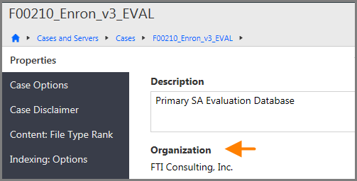 Organization case and user properties