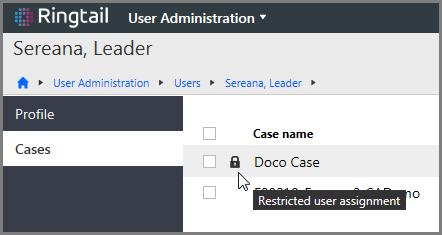 The Restricted user assignment icon