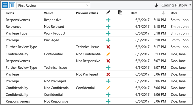 Coding History pane