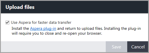 Message with link to download Aspera plug-in