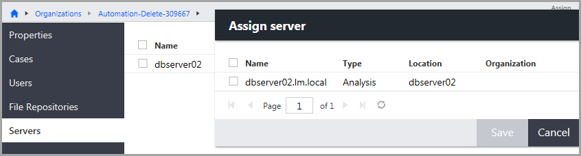 Assign server window