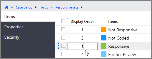 Changing the display order of a field